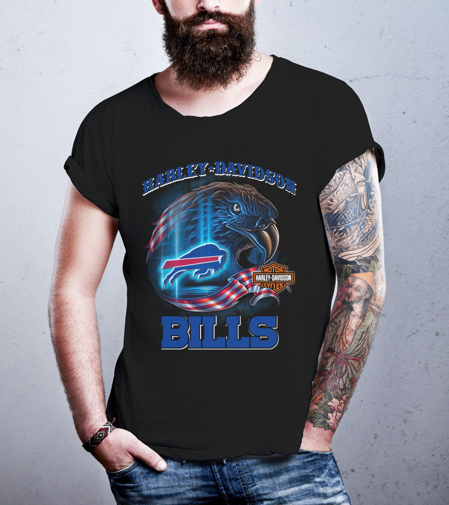 Harley Davidson Buffalo Bills Eagle Motor Cycles T-Shirt