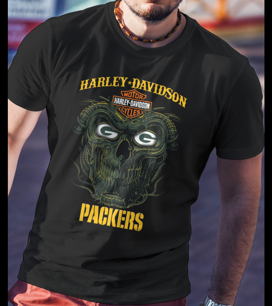Harley Davidson Green Bay Packers G Skull T-Shirt