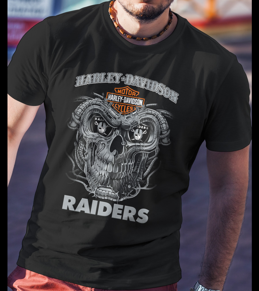 Harley Davidson Motor Cycles Raiders Skull T-Shirt