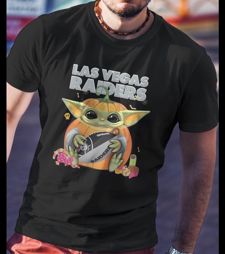 Las Vegas Raiders Yoda Pumpkin Halloween Football Raiders Ball T-Shirt