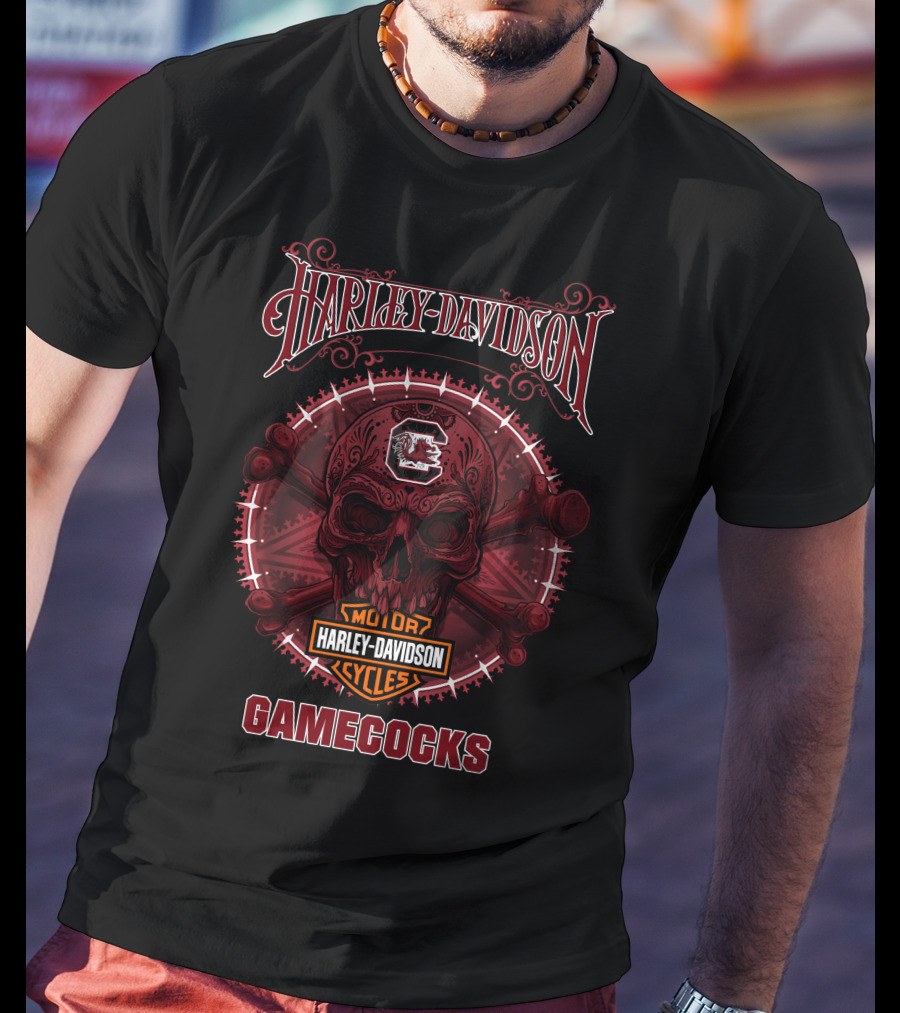 Harley Davidson South Carolina Gamecocks Skull T-Shirt