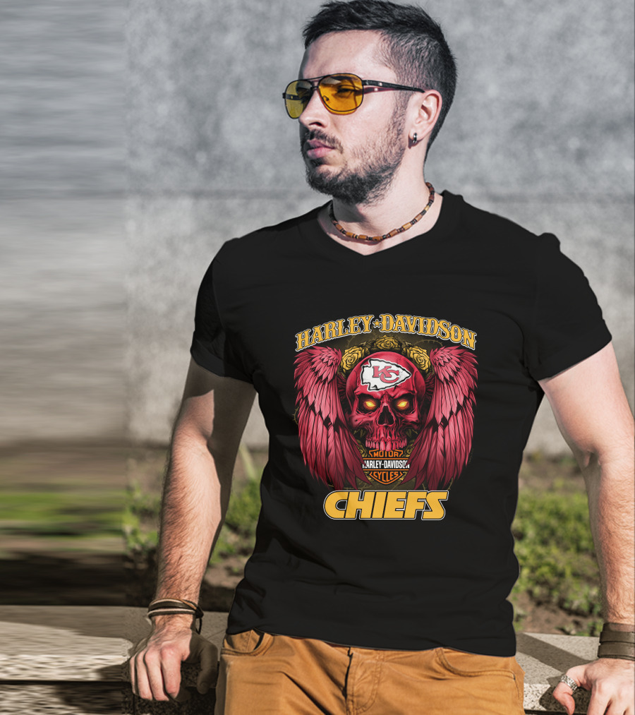 Harley Davidson Motor Cycles Kansas City Chiefs Nfl1228 T-Shirt