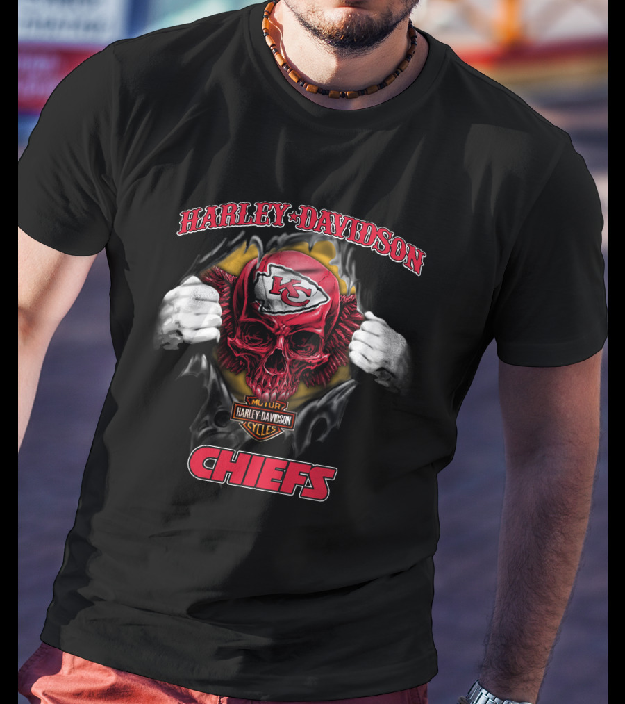 Harley Davidson Major Kansas City Chiefs Skull T-Shirt