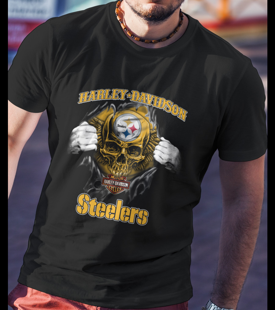 Harley Davidson Pittsburgh Steelers Skull T-Shirt