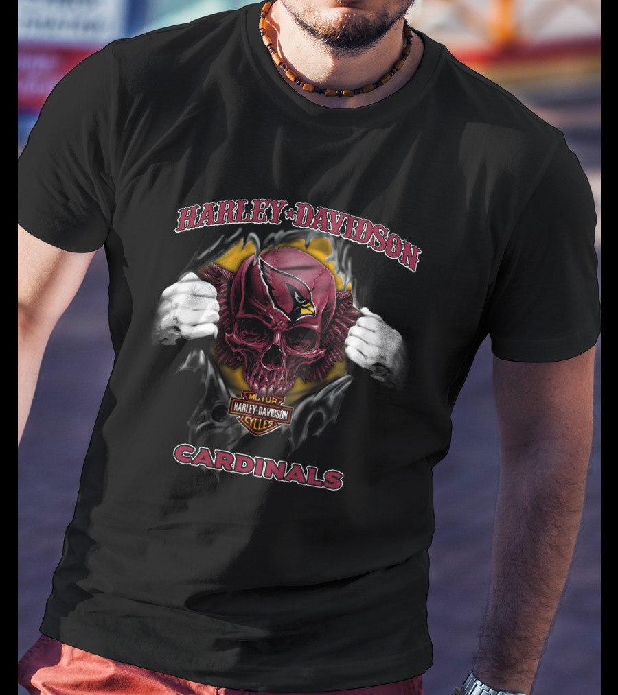 Harley Davidson Arizona Cardinals Skull Nfl T-Shirt
