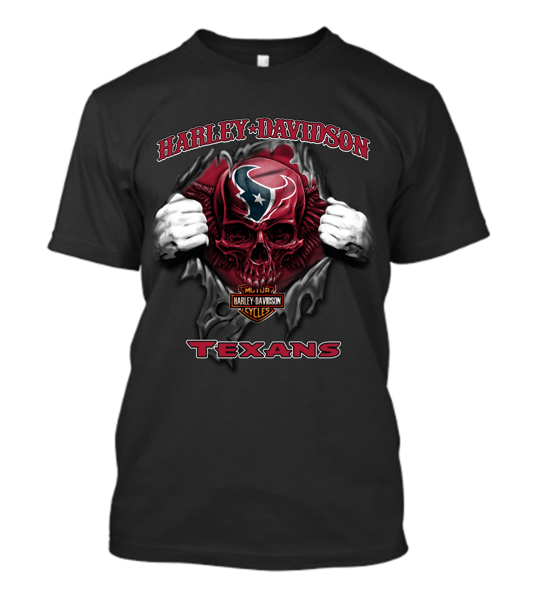 Harley Davidson Major Cycles Skull Texans T-Shirt