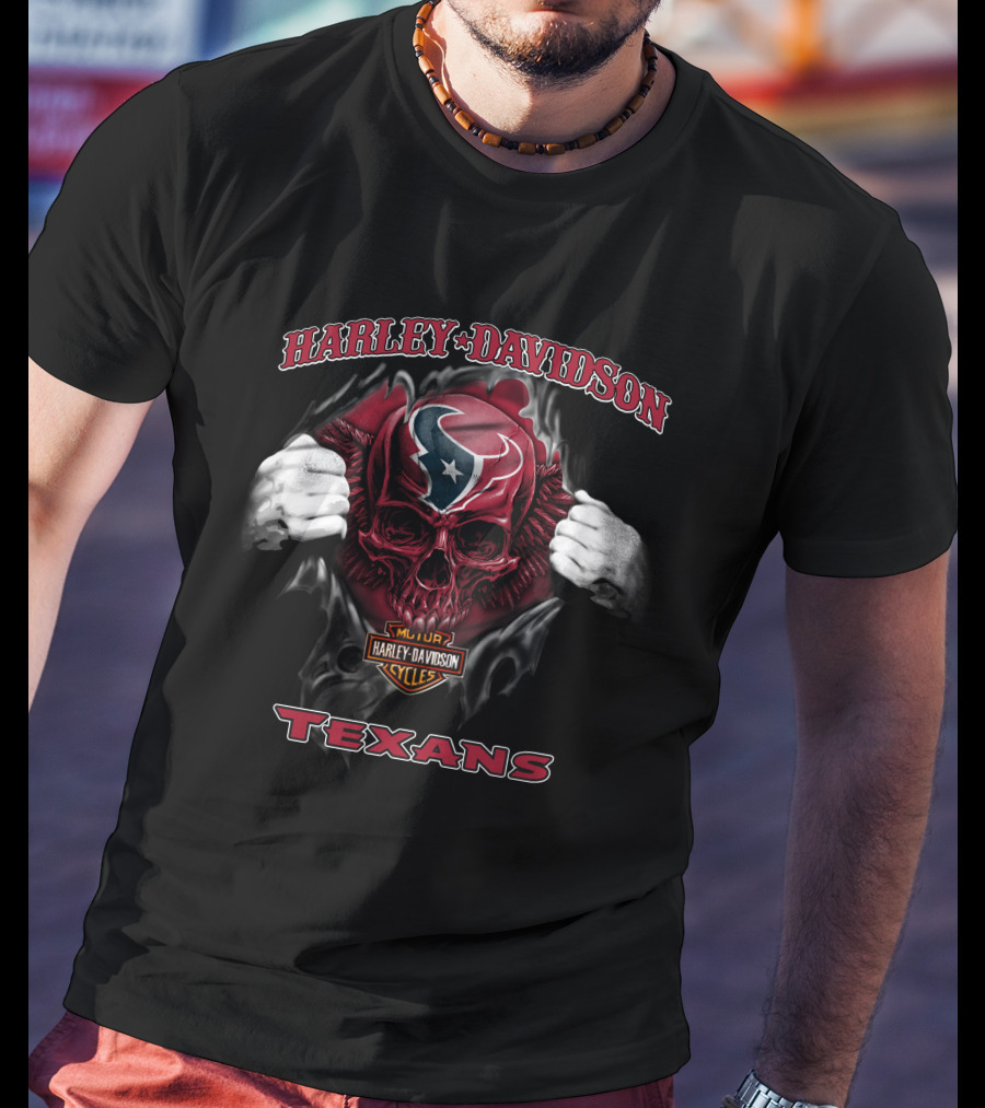 Harley Davidson Major Cycles Skull Texans T-Shirt