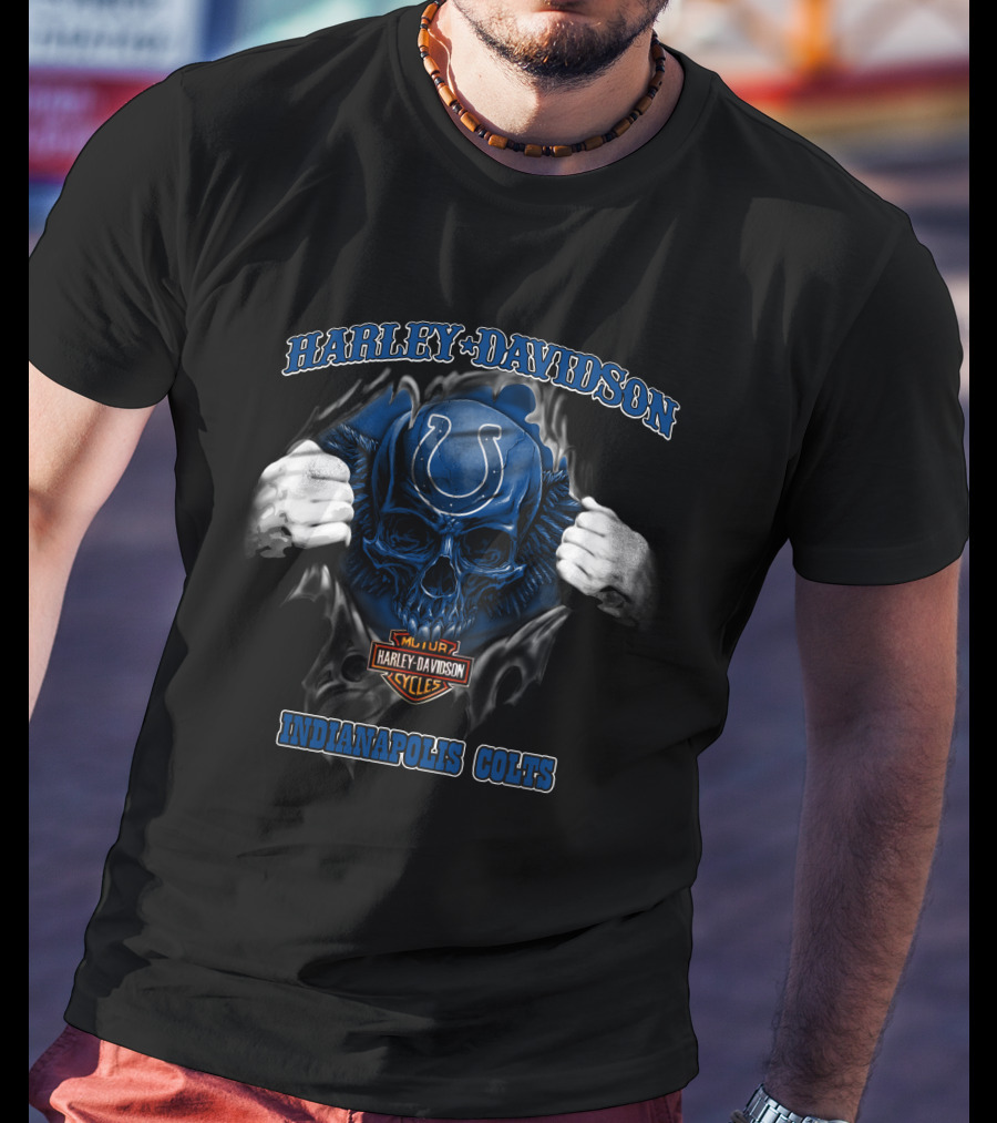 Harley Davidson Nfl Skull Indianapolis Colts T-Shirt