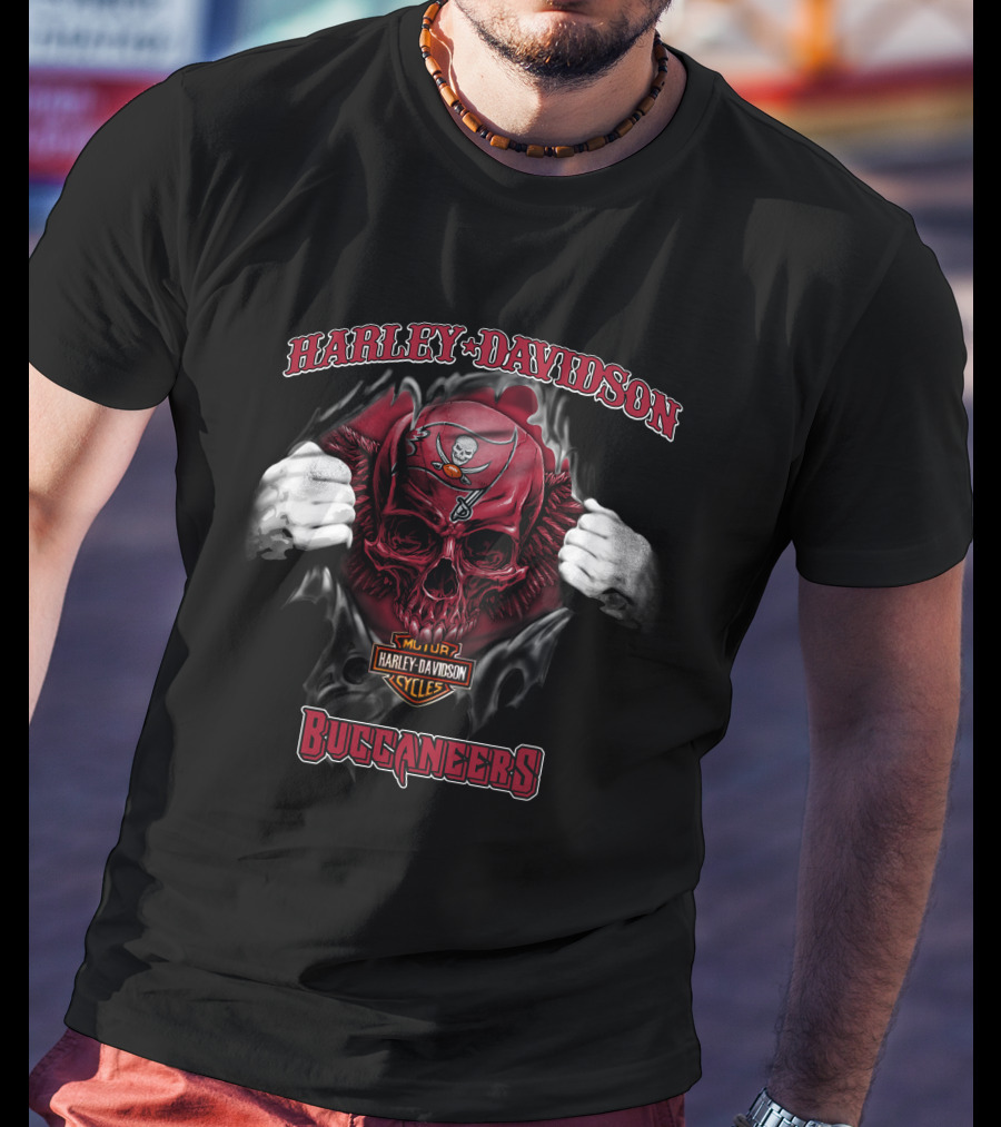Harley Davidson Nfl Skull Tampa Bay Buccaneers T-Shirt