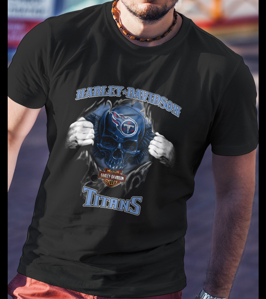 Harley Davidson Nfl Skull Titans Major Cycles T-Shirt
