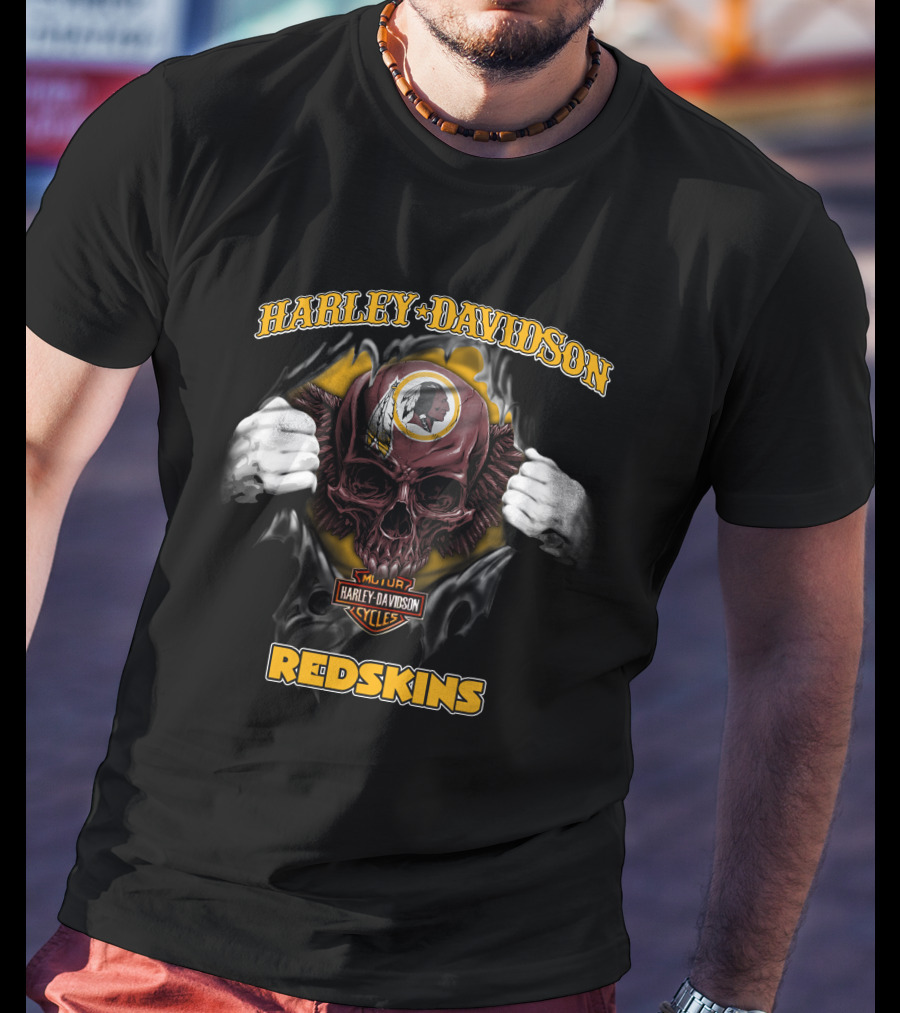Harley Davidson Nfl Skull Washington Redskins T-Shirt