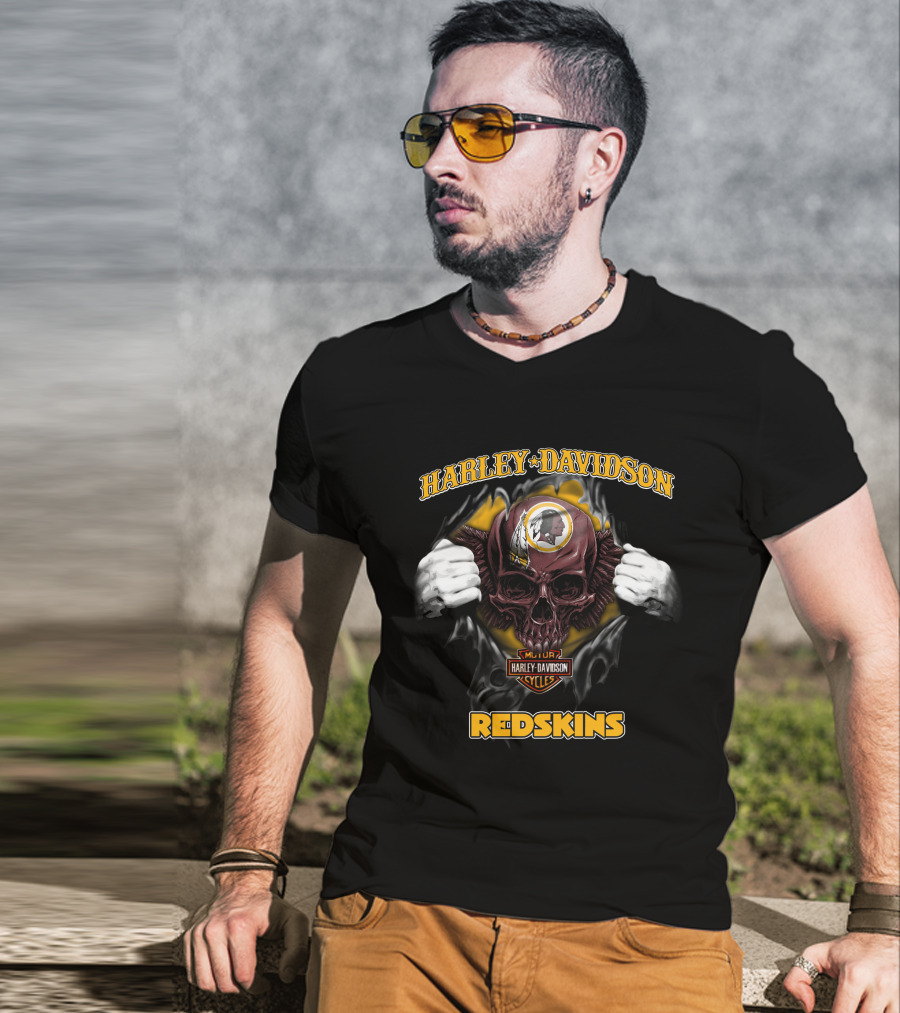 Harley Davidson Nfl Skull Washington Redskins T-Shirt