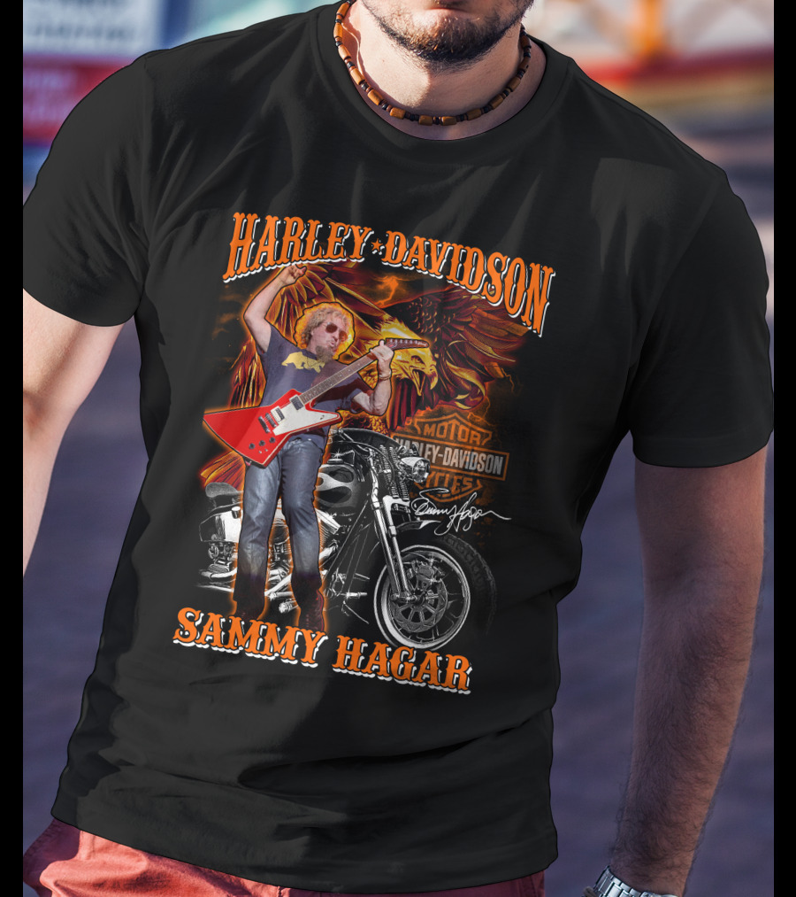 Harley Davidson Sammy Hagar Motorcycles Eagle Guitar Performance T-Shirt