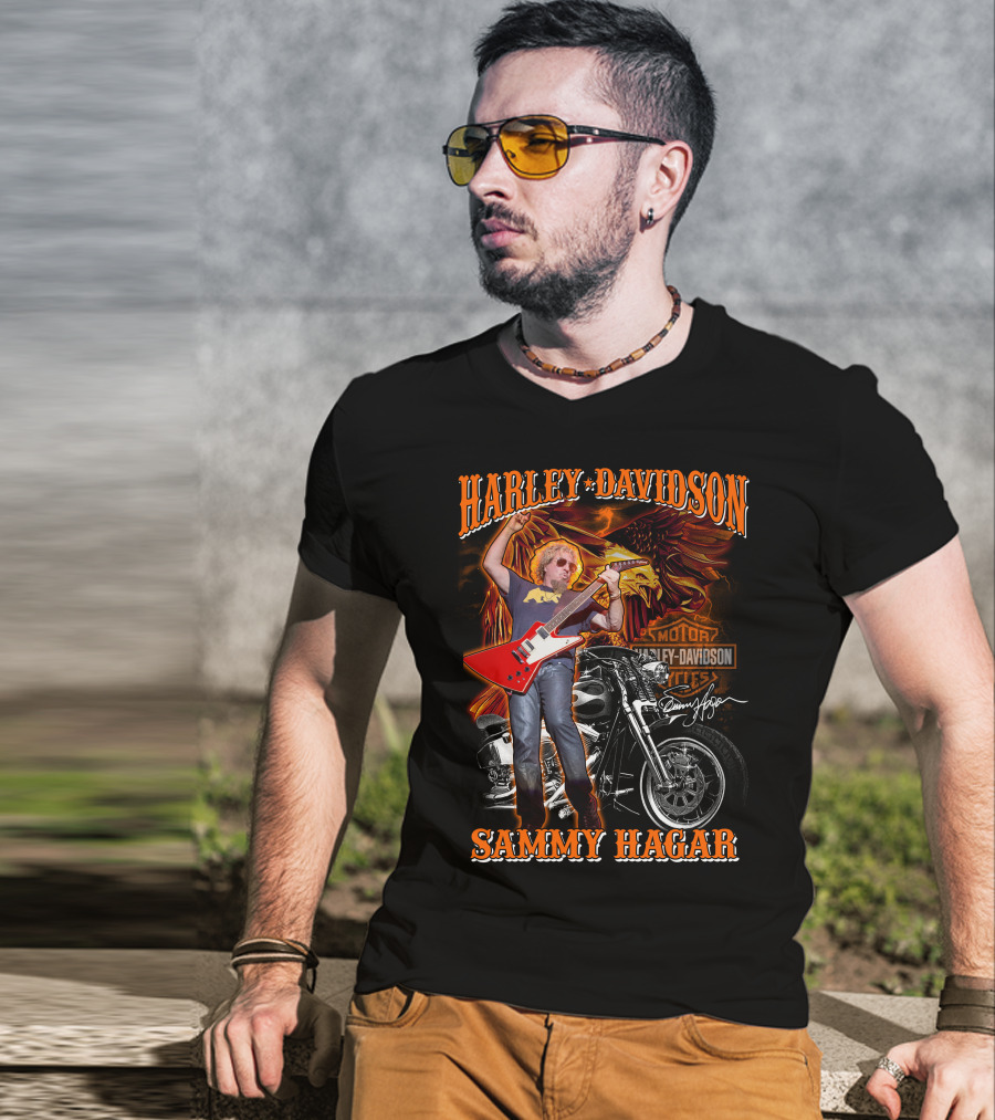 Harley Davidson Sammy Hagar Motorcycles Eagle Guitar Performance T-Shirt