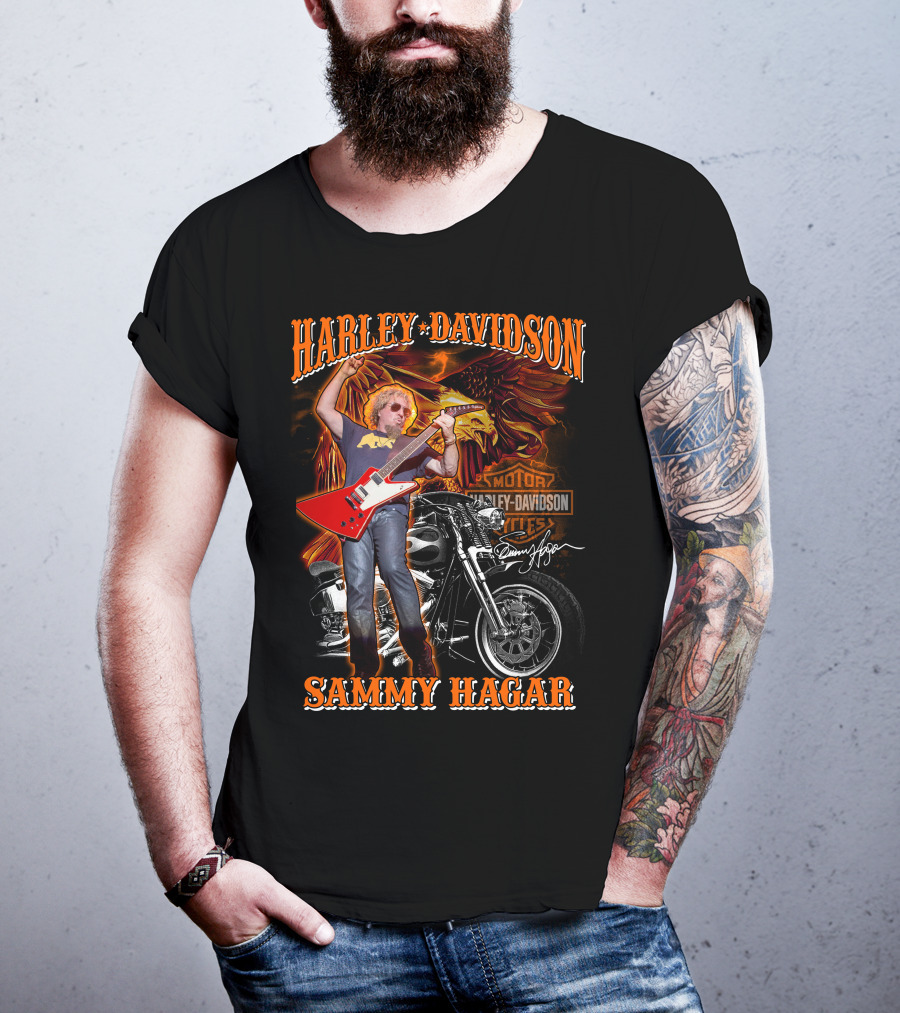 Harley Davidson Sammy Hagar Motorcycles Eagle Guitar Performance T-Shirt