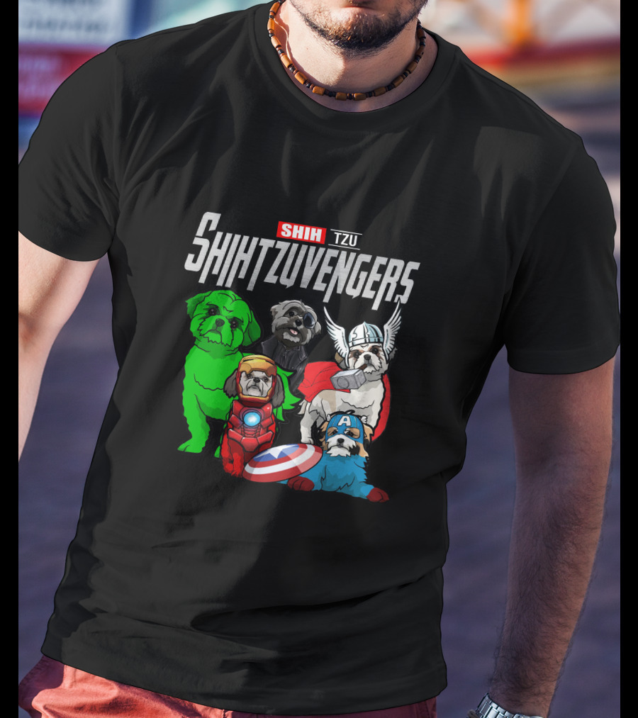 Shihtzuvengers Shih Tzu Dogs As Superheroes Assemble T-Shirt