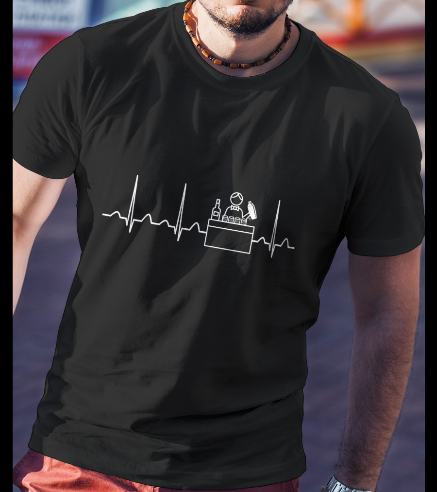Mixologist Heartbeat Bartender EKG Cocktail Shaker T-Shirt