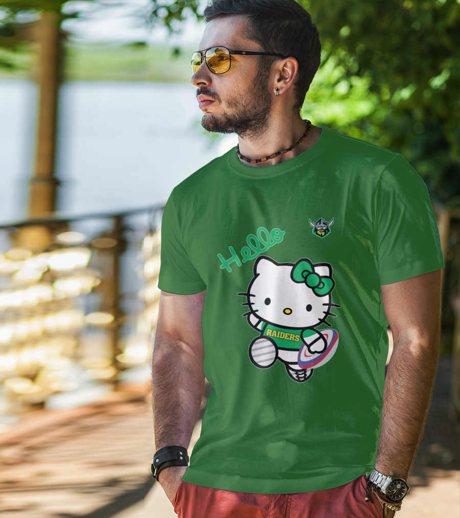 NRL1003 Hello Kitty Canberra Raiders Football T-Shirt