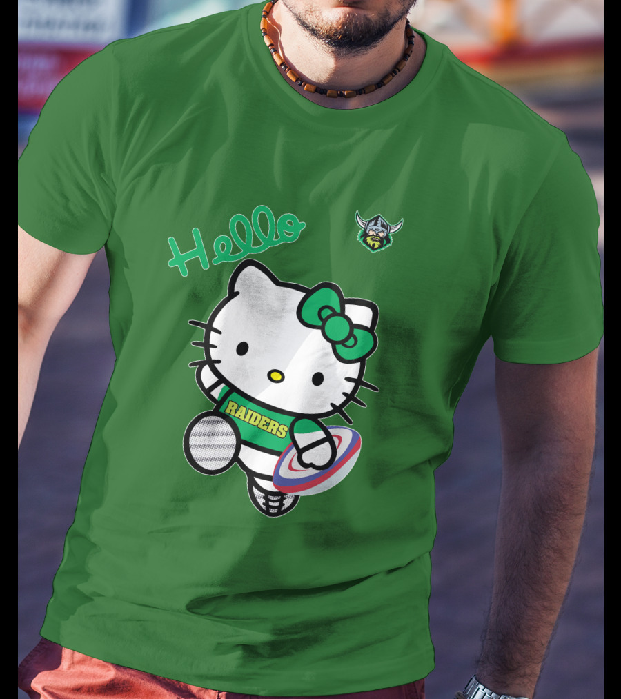NRL1003 Hello Kitty Canberra Raiders Football T-Shirt