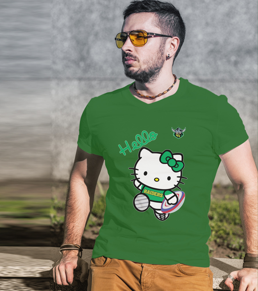 NRL1003 Hello Kitty Canberra Raiders Football T-Shirt