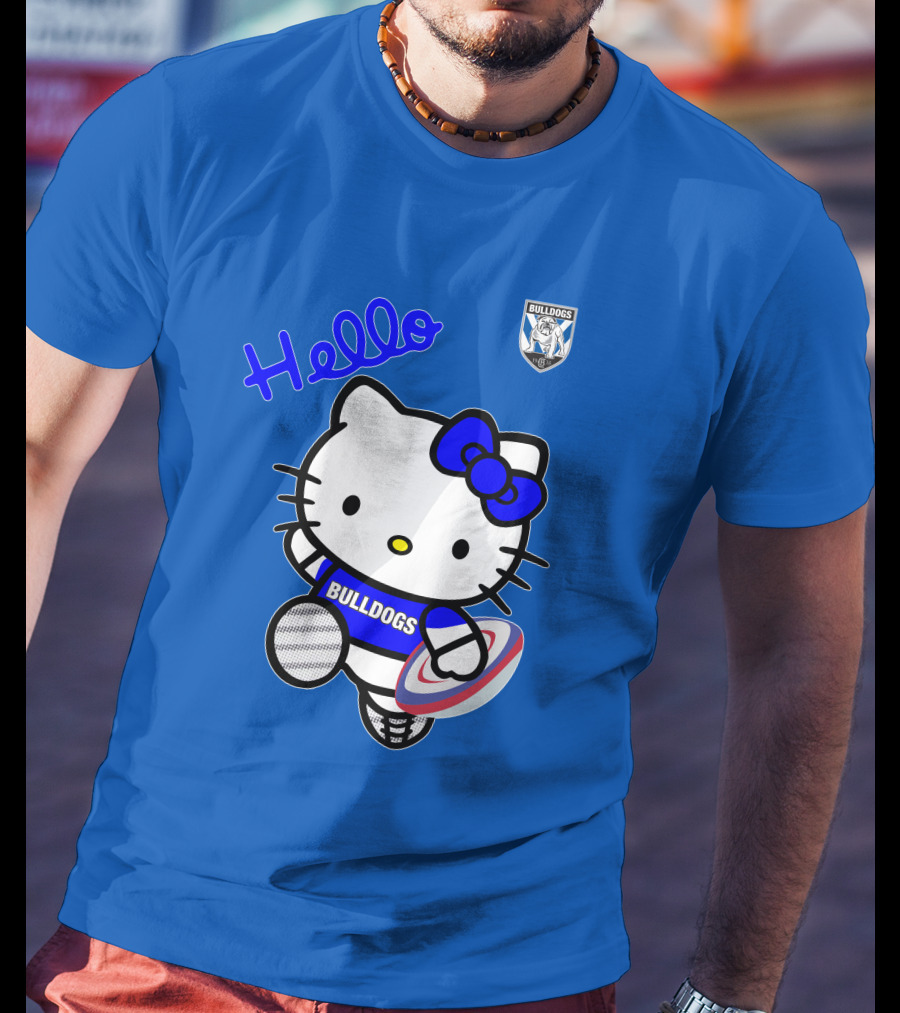 NRL1004 Hello Bulldogs Canterbury Bankstown Hello Kitty T-Shirt
