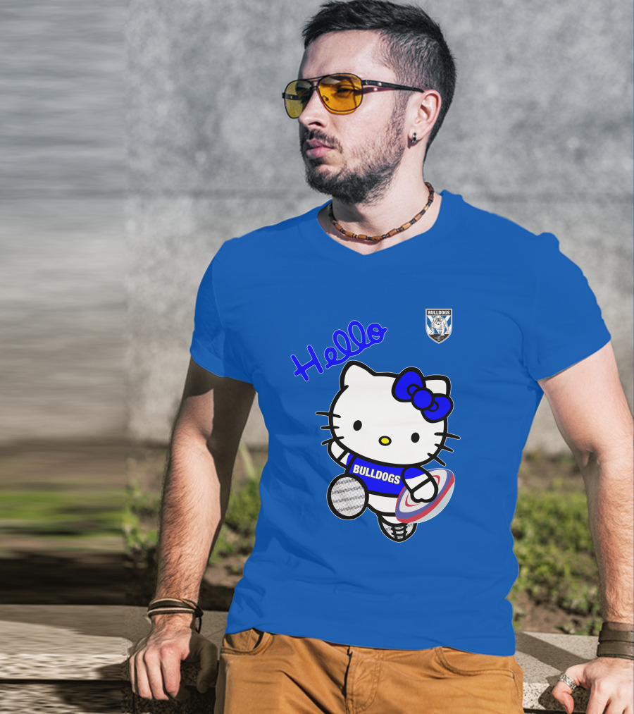 NRL1004 Hello Bulldogs Canterbury Bankstown Hello Kitty T-Shirt