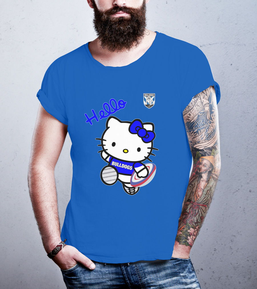 NRL1004 Hello Bulldogs Canterbury Bankstown Hello Kitty T-Shirt