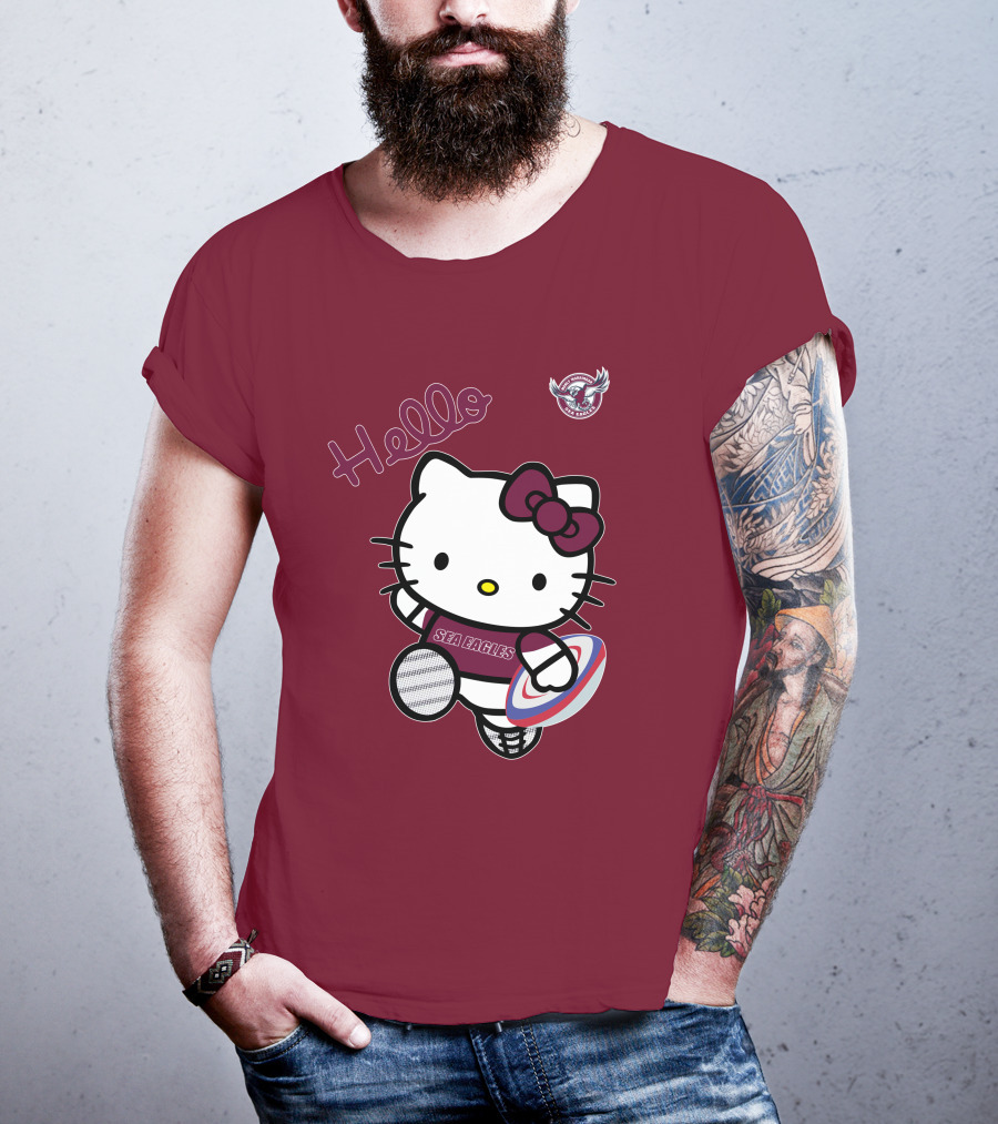 NRL1007 Manly Warringah Sea Eagles Hello Kitty Rugby Fan T-Shirt