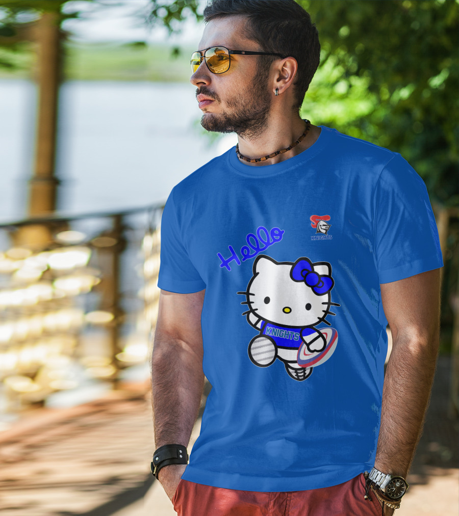 NRL1010 Newcastle Knights Hello Kitty Rugby Crossover T-Shirt