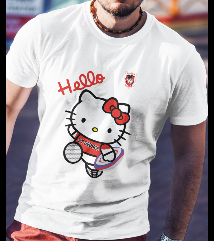 NRL1006 St. George Illawarra Dragons Hello Kitty Rugby Fan T-Shirt