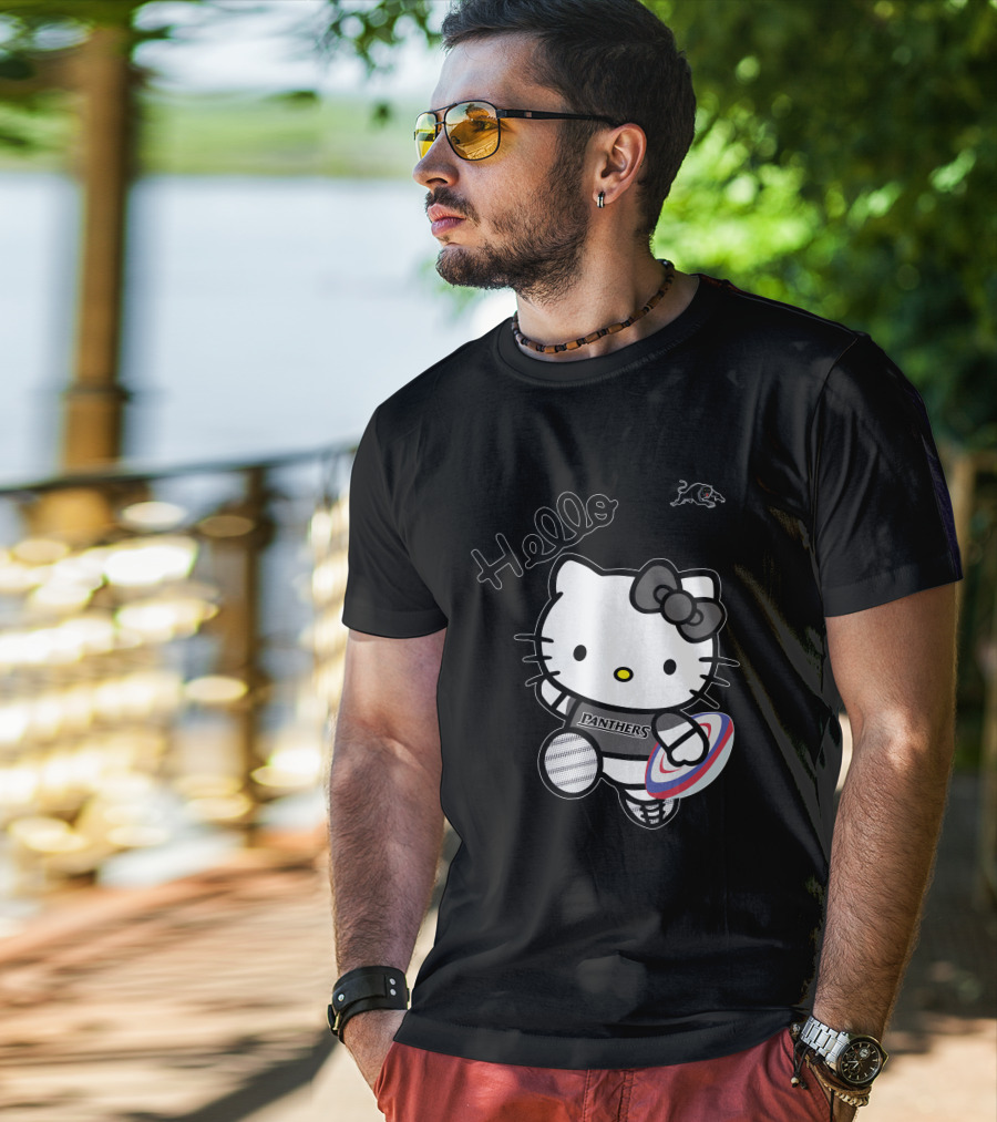 NRL1015 Penrith Panthers Hello Kitty Rugby Crossover T-Shirt