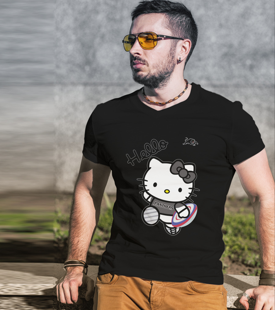 NRL1015 Penrith Panthers Hello Kitty Rugby Crossover T-Shirt