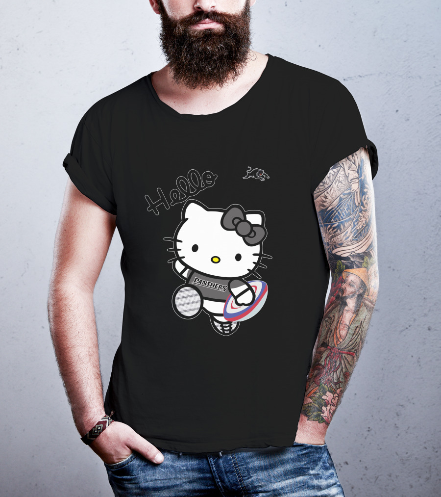 NRL1015 Penrith Panthers Hello Kitty Rugby Crossover T-Shirt