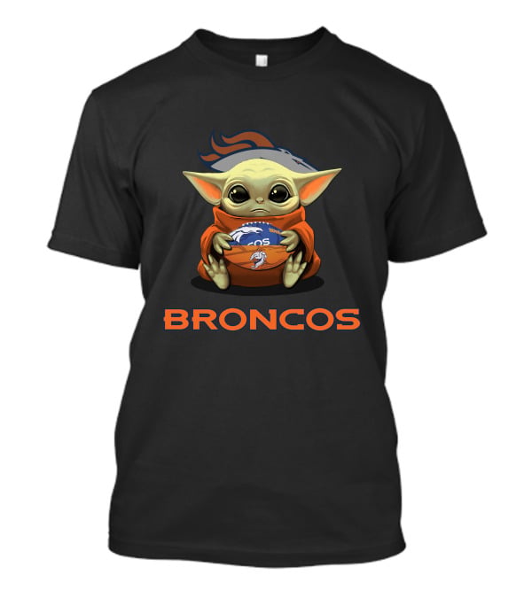 Broncos Baby Yoda Holding Denver Football T-Shirt