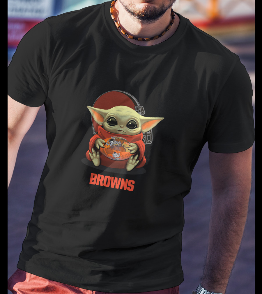 Cleveland Browns Baby Yoda Football Helmet Logo Browns T-Shirt