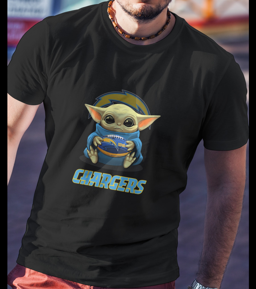 Los Angeles Chargers Baby Yoda Football Fan T-Shirt