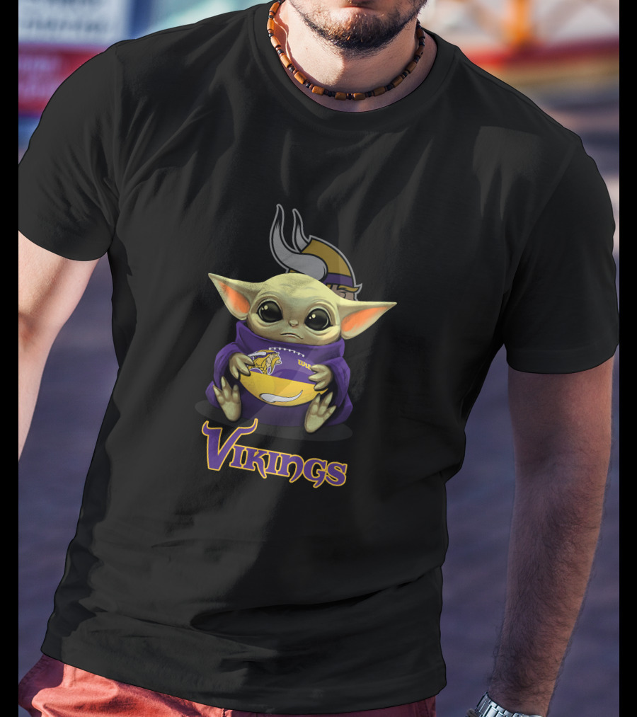 Vikings Baby Yoda With Minnesota Football T-Shirt