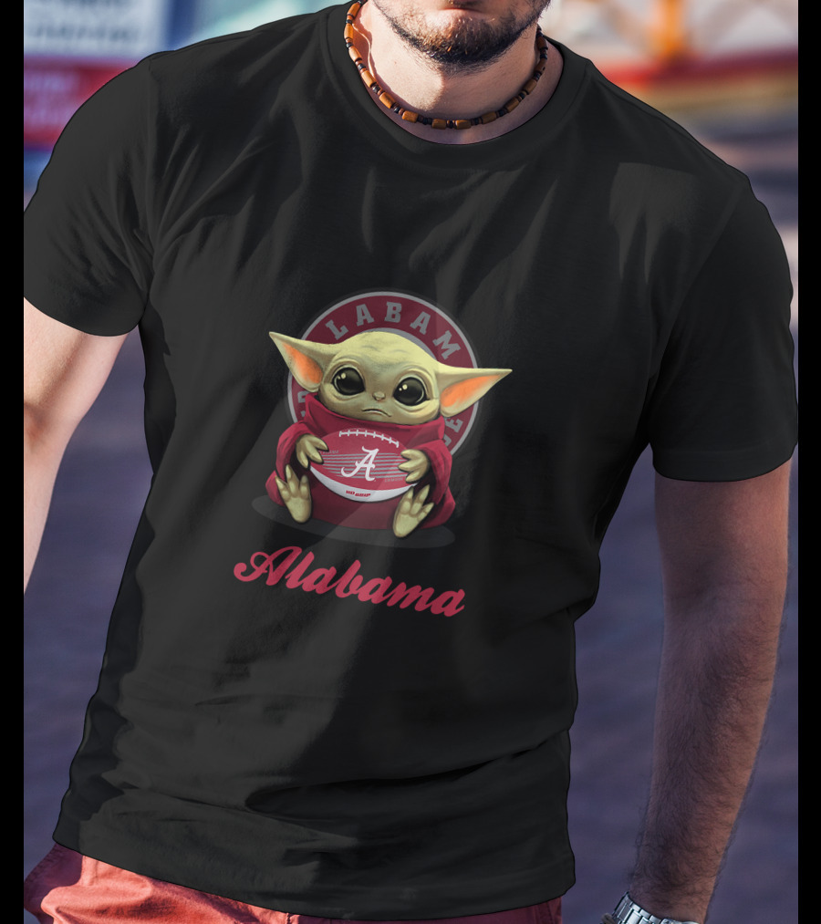 Alabama Crimson Tide Baby Yoda Football T-Shirt