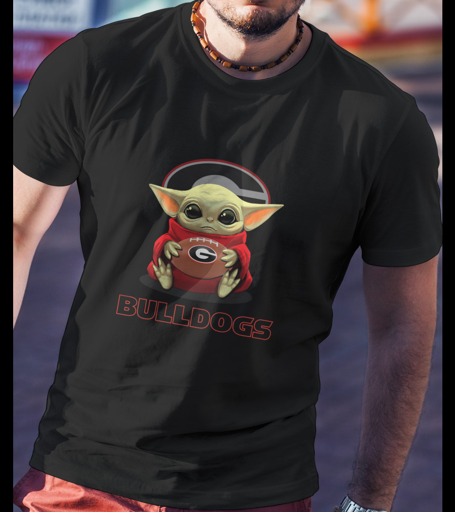Georgia Bulldogs Baby Yoda Football T-Shirt