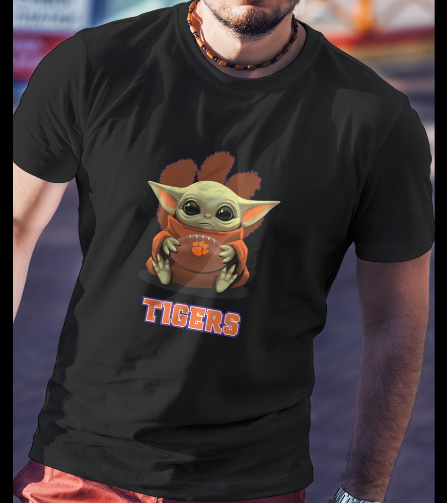 Clemson Tigers Baby Yoda Football Fan Merchandise T-Shirt