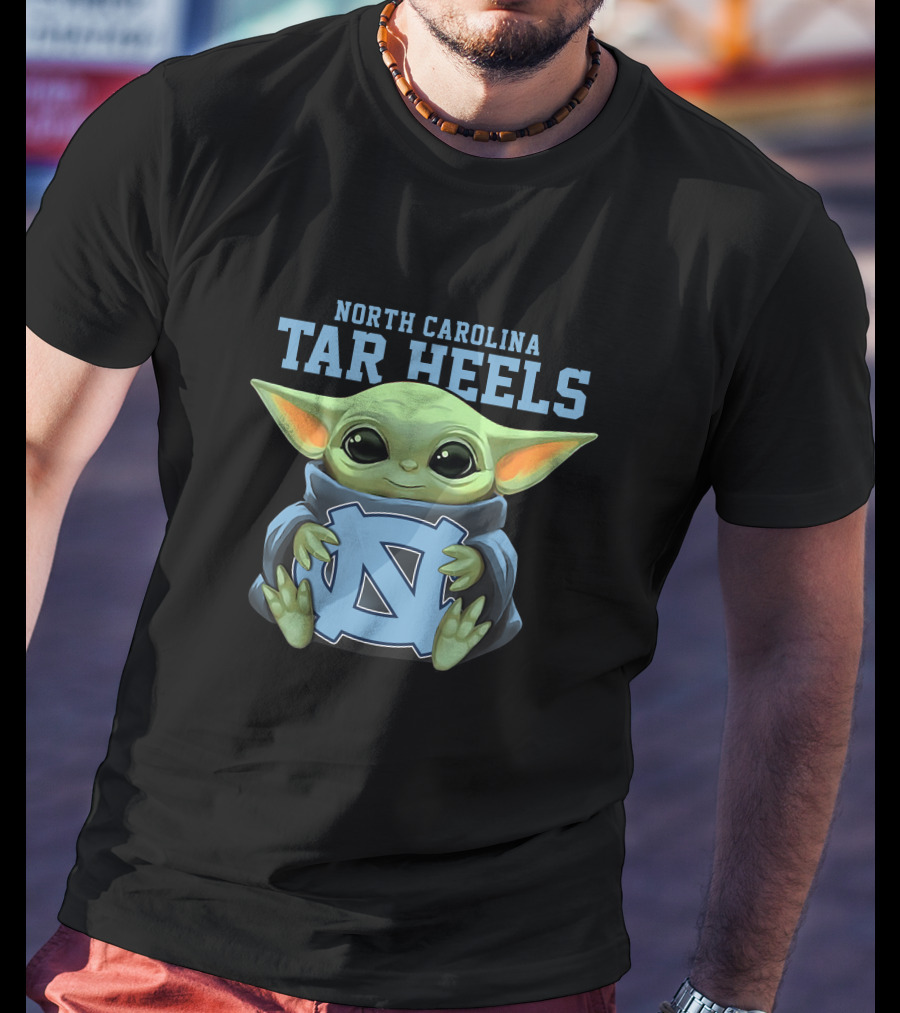 North Carolina Tar Heels Baby Yoda Holding UNC T-Shirt