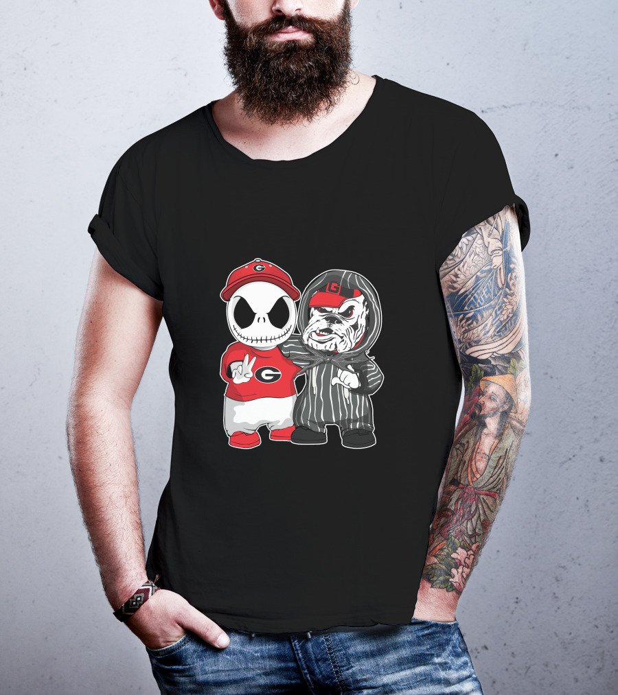 Georgia Bulldogs Jack Skellington And Uga Bulldog Fan T-Shirt