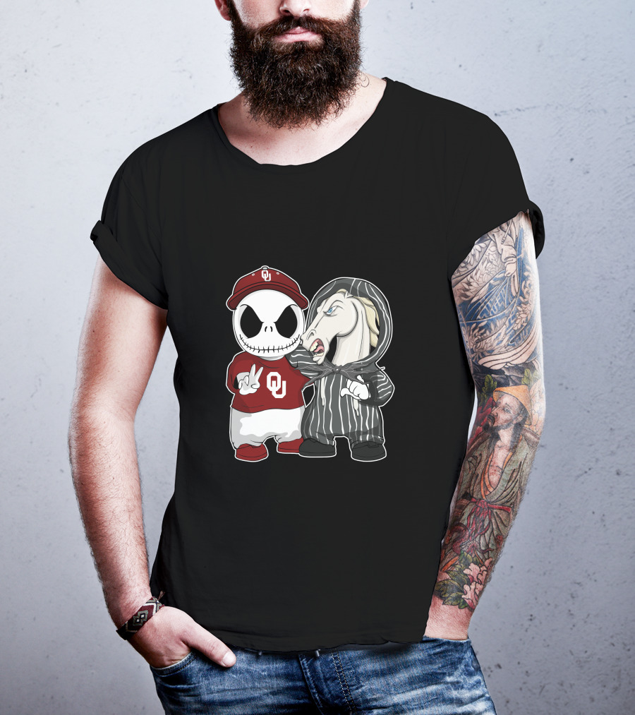 Oklahoma Sooners Jack Skellington And Nightmare Horse Team-Up T-Shirt