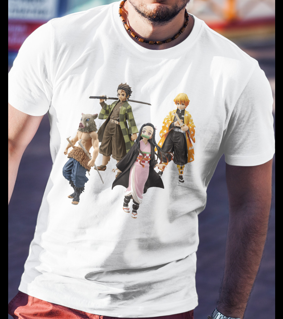 Demon Slayer Tanjiro Nezuko Zenitsu Inosuke Figures T-Shirt