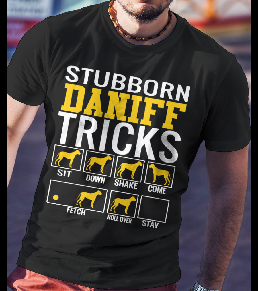 Stubborn Daniff Tricks Sit Down Shake Come Fetch Roll Over Stay T-Shirt