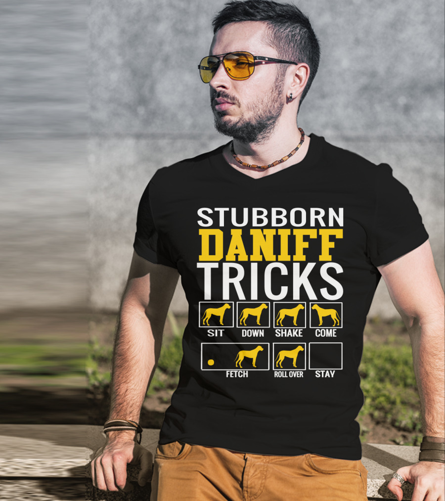 Stubborn Daniff Tricks Sit Down Shake Come Fetch Roll Over Stay T-Shirt