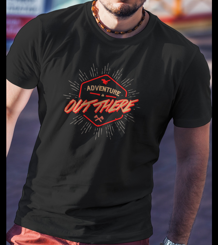 Adventure Out There Compass Badge With Crossed Arrows And Rays T-Shirt