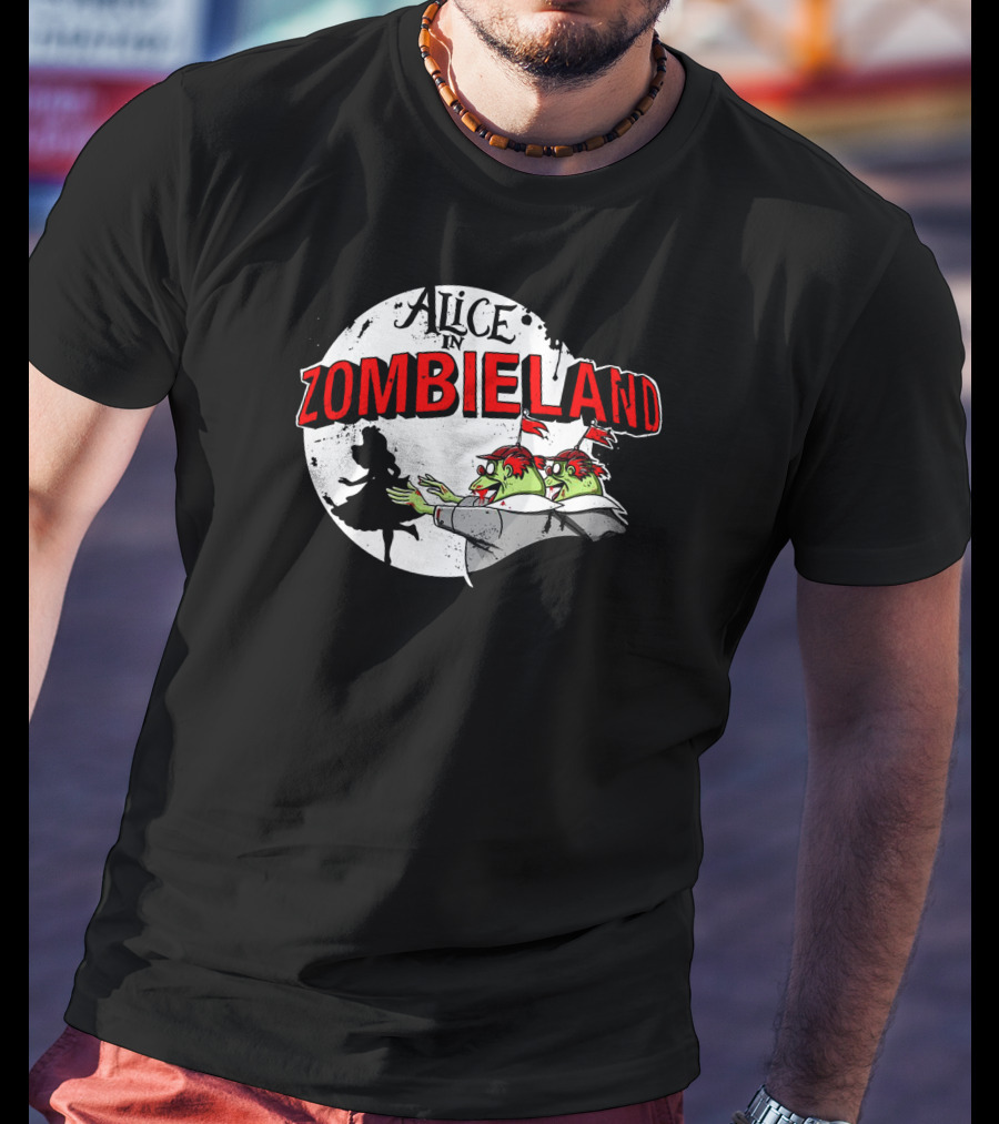 Alice In Zombieland Silhouette And Zombie Moon Combo T-Shirt
