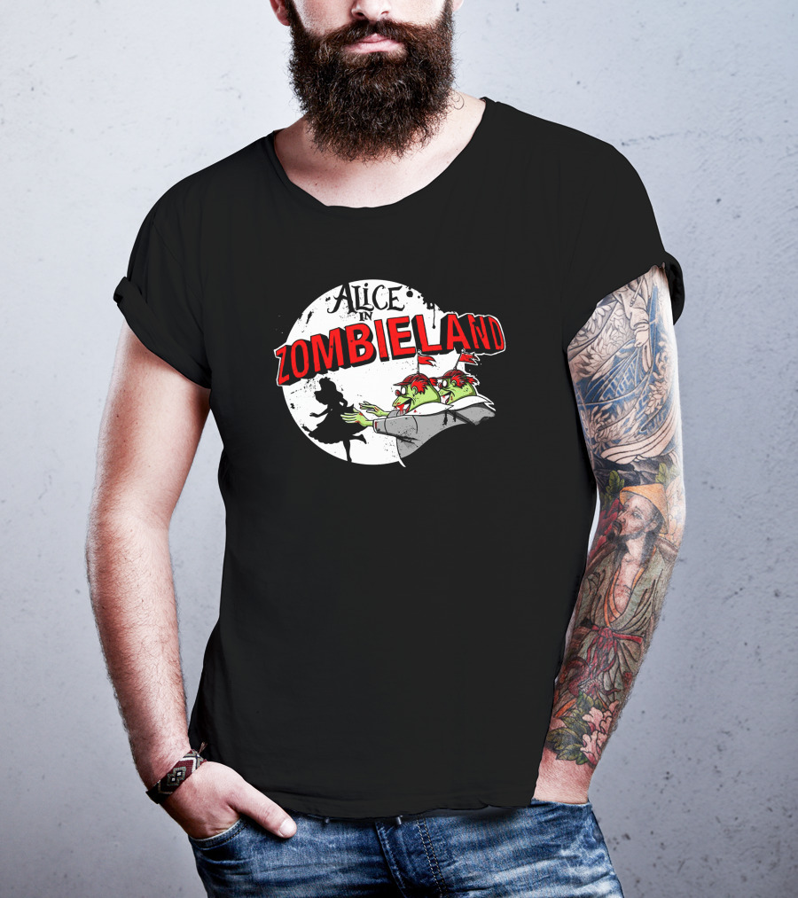 Alice In Zombieland Silhouette And Zombie Moon Combo T-Shirt