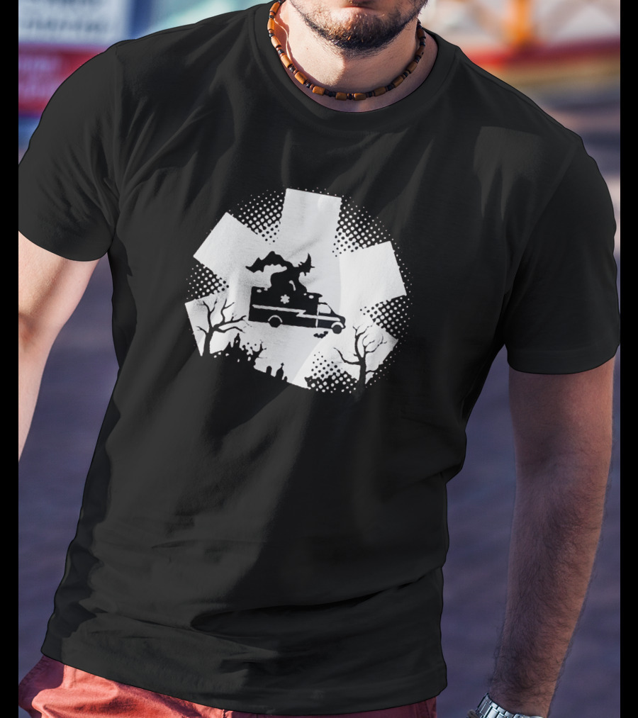 An Ems Ambulance With Dragon And Haunted Landscape T-Shirt